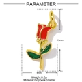 Red rose enamel pendant in copper with golden finish, height 15mm, for DIY necklaces - Small Red Rose (YF741-2)