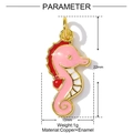 Pink enamel seahorse pendant charm made of copper with golden finish for DIY jewelry - Seahorse (YF742)