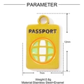 Golden stainless steel passport charm with blue enamel details and globe icon - Golden Passport Shape (YF818)
