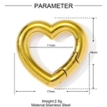 Fermoir cœur à ressort en acier inoxydable doré poli pour bijoux 17x16mm - Style Cœur Doré (YF864-2)