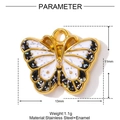Goldener Schmetterling-Anhänger aus Edelstahl mit schwarz-weißem Emaille und feinem Glitzer - Black White Textured Butterfly (YF780-2)