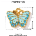 Schmetterling-Anhänger aus goldenem Edelstahl mit blauer Emaille und Glitzer - Blue Gradient Butterfly (YF780-3)