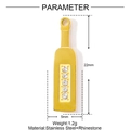 Goldener Weinflaschen-Anhänger aus Edelstahl mit fünf weißen Strasssteinen - Rhinestone Wine Bottle (YF781)