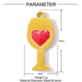 Goldener Edelstahl-Weinglasanhänger mit rotem Emaille-Herz, 18mm hoch - Heart Wine Glass (YF782)