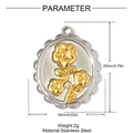 Silver stainless steel oval pendant with golden embossed flowers measuring 20mm by 16mm - Circular Relief Floral Two-Tone Style(YH1551)