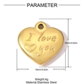 Golden heart-shaped stainless steel pendant with I love you engraving and heart pattern - I Love You Engraved Heart Style (YH1600-2) / Gold
