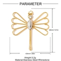 Golden stainless steel dragonfly pendant with rhinestones measuring 46mm by 43mm - Marquise Inlaid Hollow Dragonfly (YH1562)