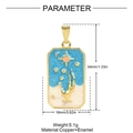 Colgante tarot cielo estrellado en cobre dorado y esmalte azul, rectángulo 34mm x 16mm - Mano Sosteniendo el Cielo Estrellado (YH1573)