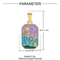 Colgante rectangular de sol y palmera en cobre dorado con esmalte multicolor - Sol de Palma Tropical (YH1575)