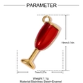 Colgante de copa de cóctel en acero inoxidable dorado y esmalte rojo para joyas DIY - Copa de Vino Rojo Brillante (YH1501-2)