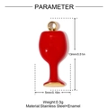 Colgante de copa de cóctel francés en esmalte rojo con aro de oro inoxidable - Copa de Vino Tinto (YH1502)