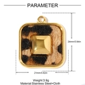 Pendentif carré en acier inoxydable à motif léopard avec dimensions affichées - Style Carré Or Imprimé Léopard (YH1511-2)