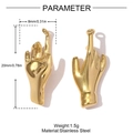 Polished gold stainless steel hand gesture pendant with detailed dimensions and specs - Gold Mini Middle Finger Gesture Style (YH1591)