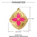 Rhombic clover charm in gold stainless steel with magenta enamel finish and 27mm size - Gold Pink Enamel Flower (YH1656-2)
