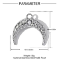 Pendente luna argentato in acciaio inossidabile con perla ABS bianca e motivo traforato - Argento-Crescente Perla (YH1637-1)