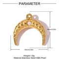 Ciondolo a mezzaluna in acciaio inossidabile dorato con perla bianca e misure tecniche - Oro-Crescente Perla (YH1637-2)