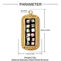 Colgante rectangular de acero dorado con incrustaciones de concha de abulón de colores - Estilo Rectangular Negro (YK082-2)