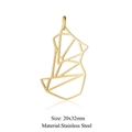 Colgante de zorro geométrico de acero inoxidable dorado para joyas DIY, 20x32mm - Estilo Zorro Dorado (JA108-2x5)