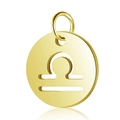 Polished 12mm Libra zodiac gold circular pendant made of stainless steel for necklaces - Gold Libra