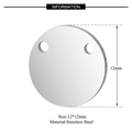Round 12mm stainless steel connector tag with dual holes and mirror polished finish - Double Hole Round Mirror Style (T131)