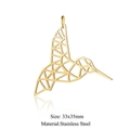 Golden stainless steel geometric hummingbird pendant with hollow cut-out design - Gold Hummingbird Style (JA109-2x5)