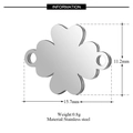 Stainless steel four-leaf clover connector charm with mirror finish and dimensions - Four Leaf Clover Connector Style (T141)