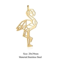 Golden flamingo origami pendant in stainless steel for DIY jewelry making, size 20x39mm - Gold Flamingo Style (JA110-2x5)
