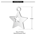 Polished stainless steel pentagram star pendant charm with hollow double star 14mm design - Hollow Double Star Style (T150)
