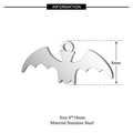 Minimalist silver bat charm made of stainless steel measuring 8x18mm for jewelry making - Bat Shape Style (T161)