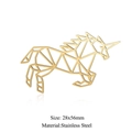 Golden unicorn pendant made of geometric stainless steel measuring 28x56mm size - Gold Unicorn Style (JA119-2x5)