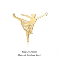 Ciondolo ballerina in acciaio inossidabile dorato per gioielli fai-da-te, 24x30mm - Stile Ballerino di Danza Classica (JA134-2x5)