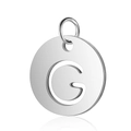 Pendentif rond poli en acier inoxydable avec lettre G évidée pour la création bijoux - Argent Lettre Creuse G (T514S-G)
