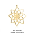 Ciondolo fiore stella ottagonale in acciaio inossidabile dorato con intaglio geometrico - Stile Fiore Stella Ottagonale (JA143-2x5)