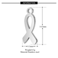 Silver stainless steel ribbon charm pendant for DIY jewelry with dimensions 14.5x6.1mm - Ribbon Shape Style (T165)