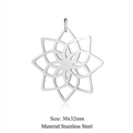 Ciondolo mandala fiore cavo in acciaio inossidabile argento per fare gioielli - Stile Fiore Cavo (JA143-1x5)