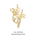 Golden stainless steel koala pendant with geometric cutout design in 28x39mm size - Gold Koala Style (JA122-2x5)