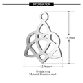 Polished stainless steel Celtic knot pendant with 15.5x12.4mm size and 0.6g weight - Celtic Knot Geometric Style (T169)