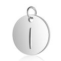Pendentif circulaire en acier inoxydable argent poli avec lettre I pour bijoux DIY - Argent Lettre Creuse I (T514S-I)
