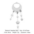 Silver stainless steel moon and star pendant with size 19.5x53mm measurements - Celestial Moon Star Cloud Style (LA731-1) / Silver