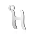 Pendentif lettre H en acier inoxydable argenté poli avec finition miroir brillante - Lettre H