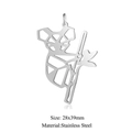 Modern silver stainless steel koala pendant in geometric origami style for DIY necklaces - Silver Koala Style (JA122-1x5)