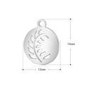 Hollow round feather charm in stainless steel with 12mm by 14mm size dimensions - Round Feather Hollow Style (T190)