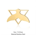 Ciondolo a coda di sirena dorato in acciaio inossidabile 17x25mm per fare gioielli - Stile Geometrico Coda di Balena (JA146-2x5)