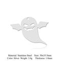 Ghost shaped silver stainless steel pendant charm 30x35.5mm for Halloween DIY jewelry - Classic Ghost (Silver) (LA916-1)