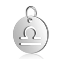 Polished stainless steel 12mm Libra zodiac pendant with mirror finish and cutout design - Steel Libra