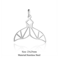 Ciondolo a coda di balena minimalista in acciaio inossidabile 23x25mm ciondolo DIY argento - Stile a Forma di Coda di Pesce (JA147-1x5)