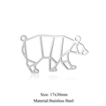 Stainless steel polar bear pendant with geometric hollow design for DIY jewelry - Silver Polar Bear Style (JA128-1x5)