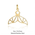 Pendente coda di sirena dorato in acciaio inossidabile 23x25mm per gioielli DIY - Stile Geometrico Coda di Pesce (JA147-2x5)