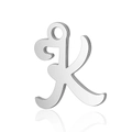 Pendentif lettre K en acier inoxydable argenté poli pour colliers et bracelets DIY - Lettre K