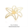 Elegante ciondolo a giglio in acciaio inossidabile placcato oro 18K, 21x26mm - Stile del Giglio (JA163-2x5)